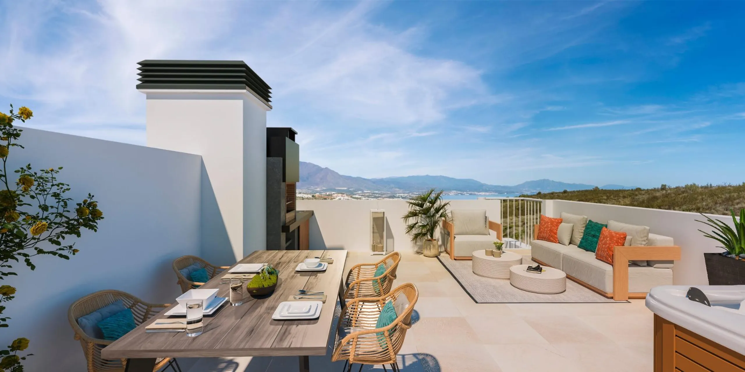 NEW BUILD RESIDENTIAL IN LAS ROCAS EN MANILVA& & New build residential of 16 townhouses and semi-detached villas located in Las Rocas en Manilva, on the Costa del Sol.& & At residential you will enjoy the best and most spectacular sea views, s