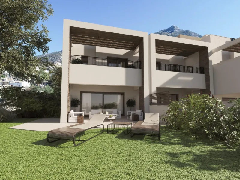 NEW BUILD TOWNHOUSES IN ISTAN, NEAR MARBELLA& & New development in the Sierra de las Nieves, close to the Sierra Blanca Country Club resort, in an area of exceptional natural beauty with hundred-year-old forests and panoramic views of Marbella Bay a