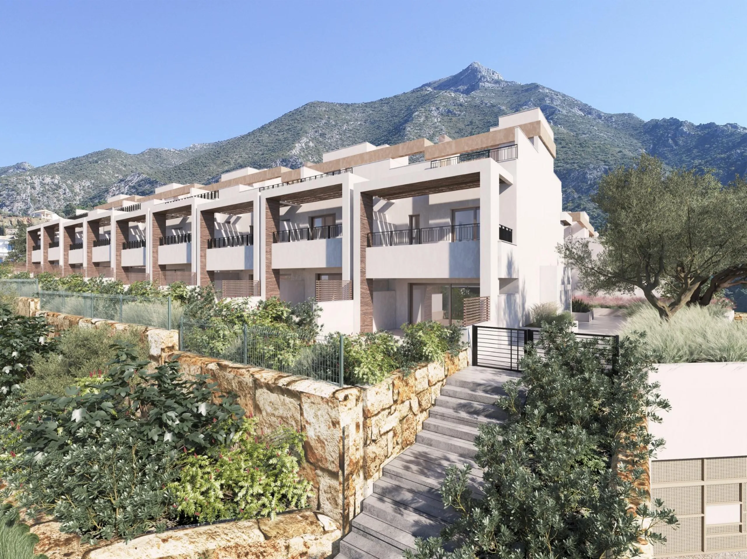 NEW BUILD TOWNHOUSES IN ISTAN, NEAR MARBELLA& & New development in the Sierra de las Nieves, close to the Sierra Blanca Country Club resort, in an area of exceptional natural beauty with hundred-year-old forests and panoramic views of Marbella Bay a