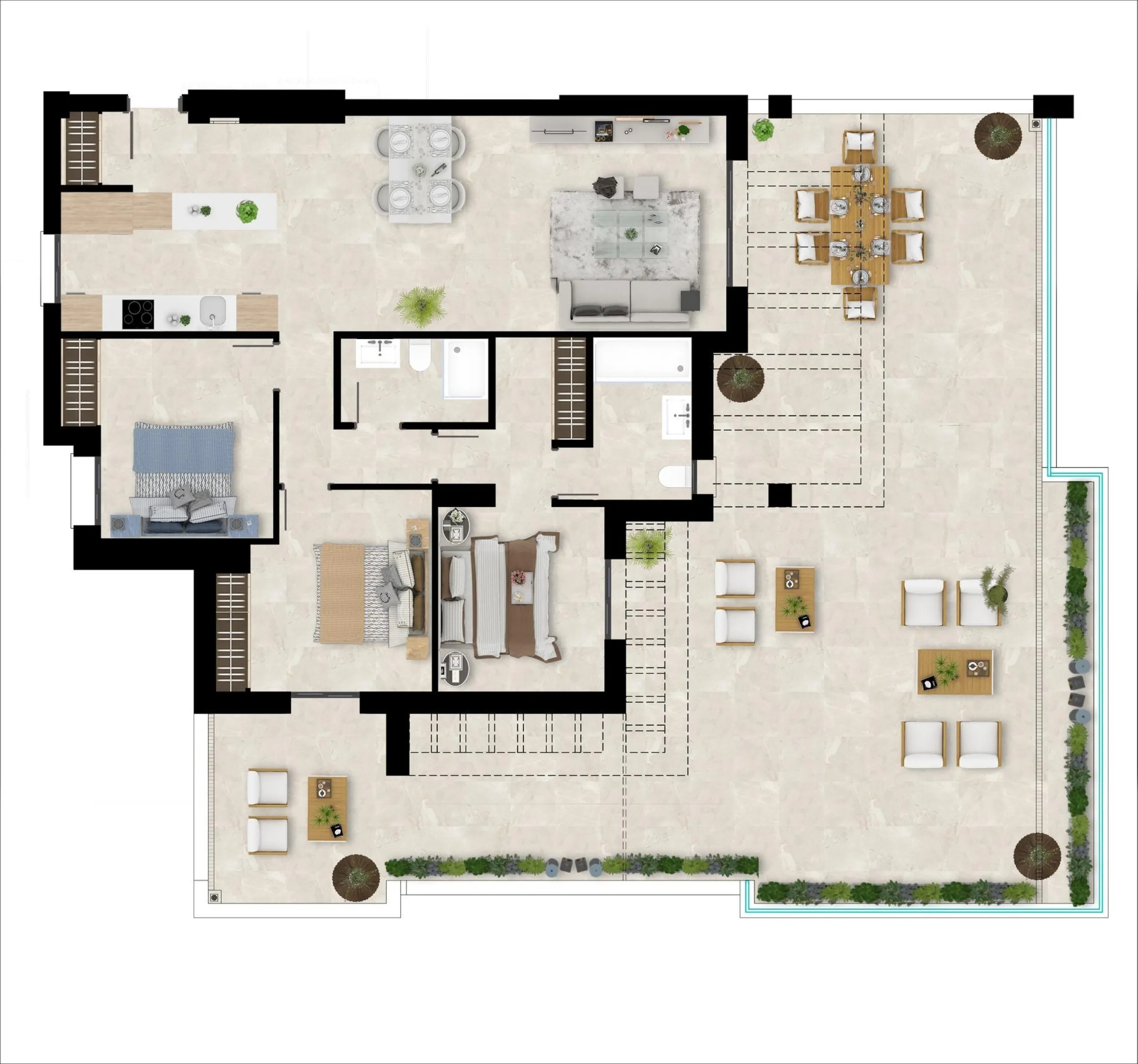 NEW BUILD RESIDENTIAL COMPLEX IN CASARES& & New Build gated residential complex of 58 apartments with 2 or 3 bedrooms, distributed over 4 buildings which offer ground-floor homes with private gardens, and are crowned by the exclusive 3-bedroom penth