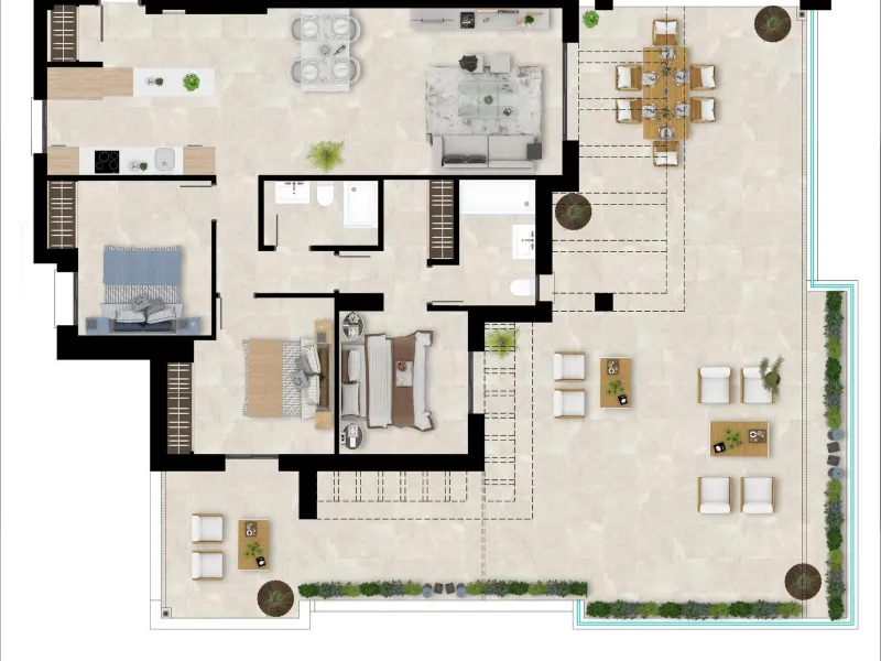 NEW BUILD RESIDENTIAL COMPLEX IN CASARES& & New Build gated residential complex of 58 apartments with 2 or 3 bedrooms, distributed over 4 buildings which offer ground-floor homes with private gardens, and are crowned by the exclusive 3-bedroom penth