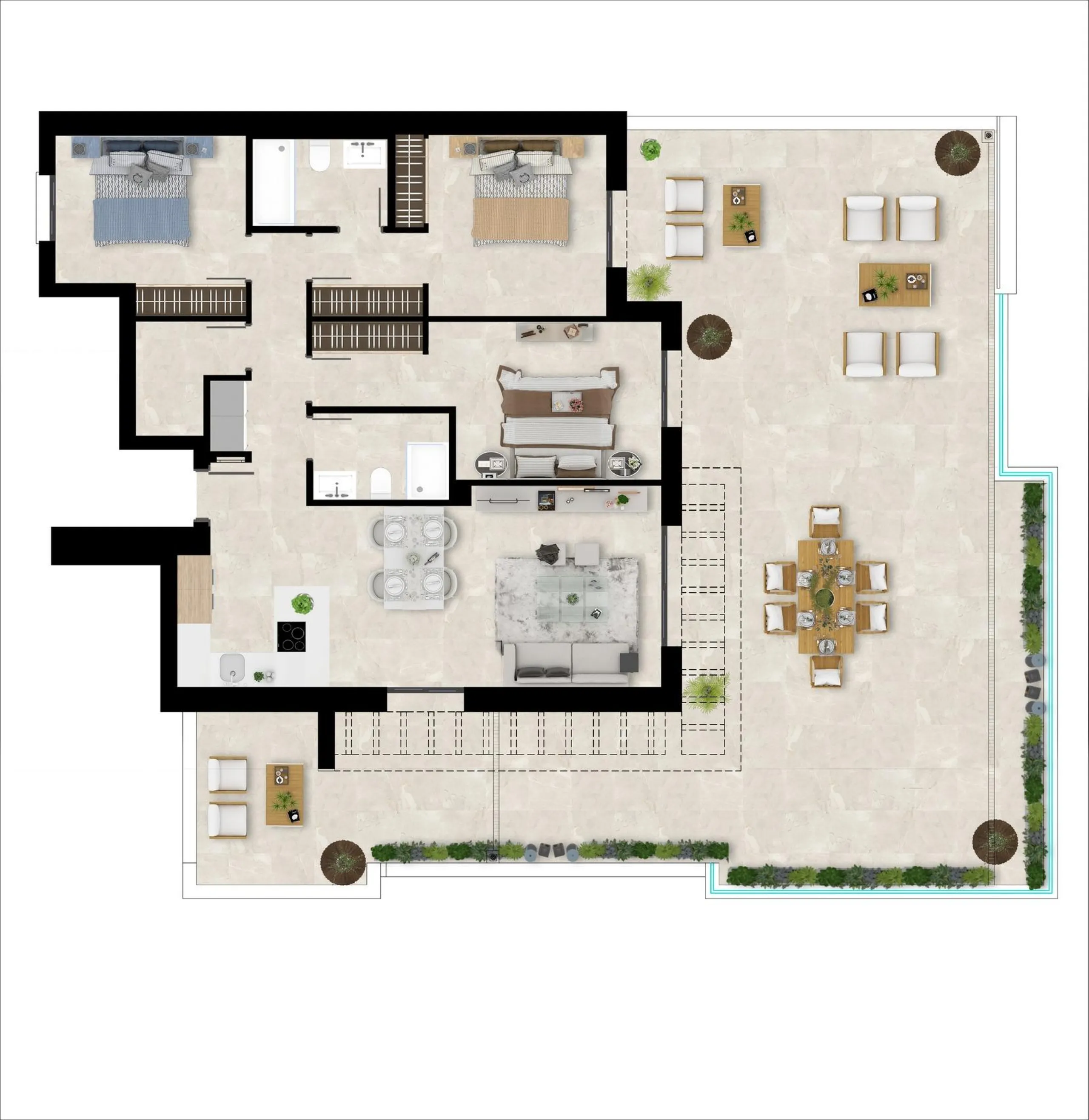 NEW BUILD RESIDENTIAL COMPLEX IN CASARES& & New Build gated residential complex of 58 apartments with 2 or 3 bedrooms, distributed over 4 buildings which offer ground-floor homes with private gardens, and are crowned by the exclusive 3-bedroom penth