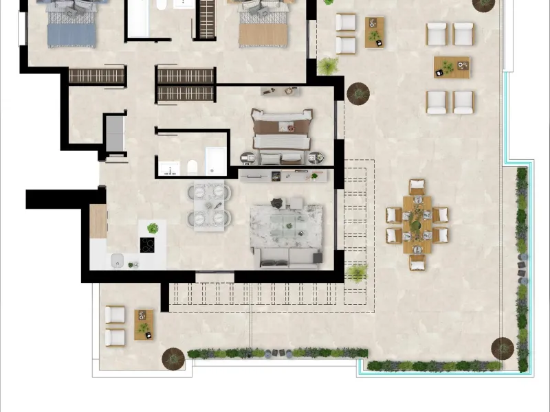 NEW BUILD RESIDENTIAL COMPLEX IN CASARES& & New Build gated residential complex of 58 apartments with 2 or 3 bedrooms, distributed over 4 buildings which offer ground-floor homes with private gardens, and are crowned by the exclusive 3-bedroom penth