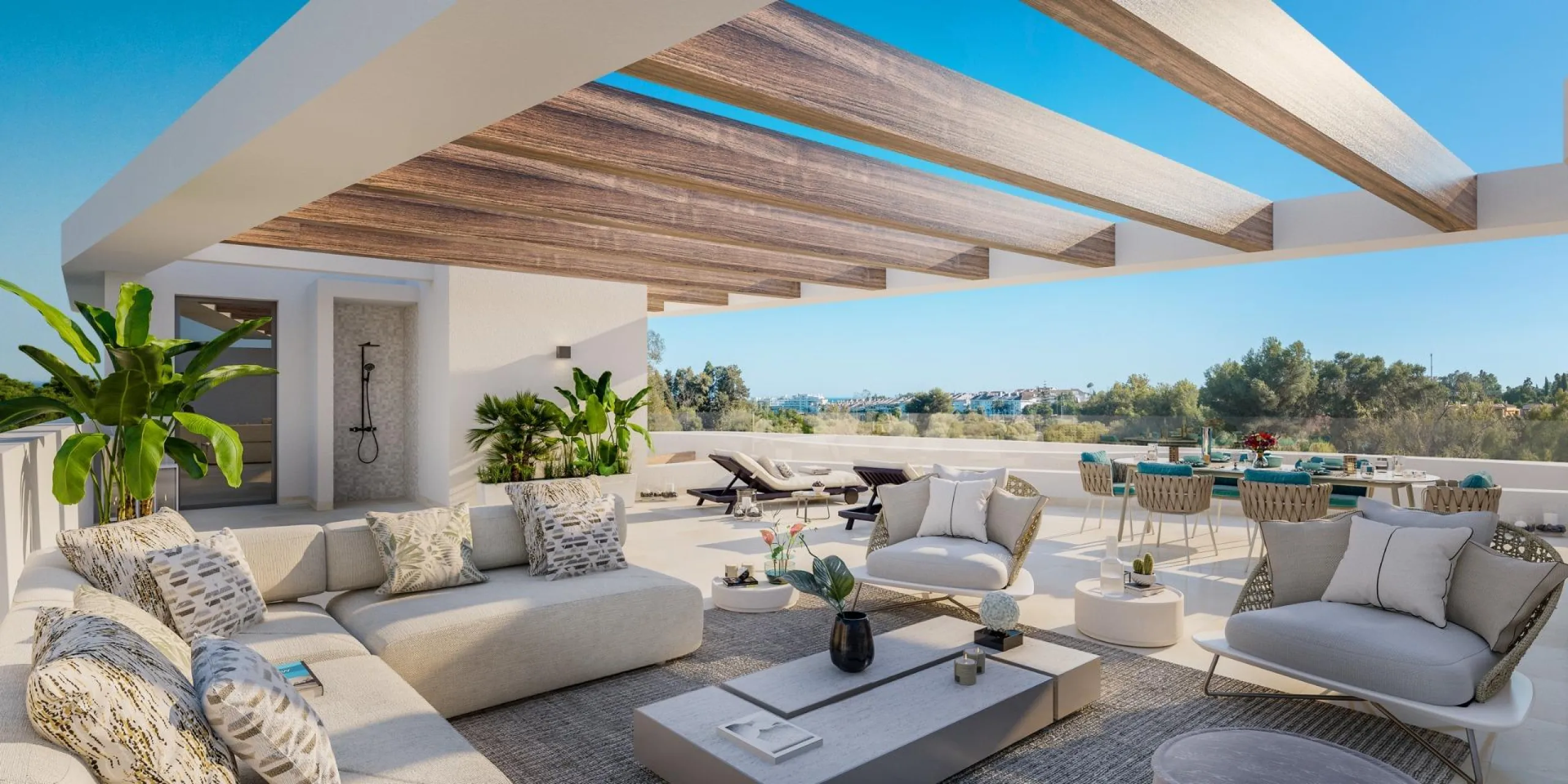 FLAT IN LUXURY URBANISATION CLOSE TO MARBELLA& & Spectacular project of 34 flats and penthouses, with 2, 3 and 4 bedrooms. Each property is endowed with the comfort and elegance provided by its large windows, fabulous terraces and views of the Guada