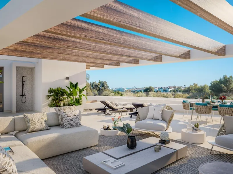 FLAT IN LUXURY URBANISATION CLOSE TO MARBELLA& & Spectacular project of 34 flats and penthouses, with 2, 3 and 4 bedrooms. Each property is endowed with the comfort and elegance provided by its large windows, fabulous terraces and views of the Guada