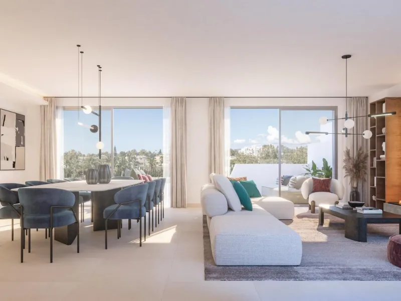 FLAT IN LUXURY URBANISATION CLOSE TO MARBELLA& & Spectacular project of 34 flats and penthouses, with 2, 3 and 4 bedrooms. Each property is endowed with the comfort and elegance provided by its large windows, fabulous terraces and views of the Guada
