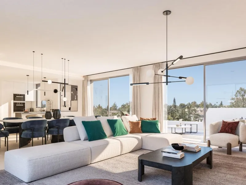 FLAT IN LUXURY URBANISATION CLOSE TO MARBELLA& & Spectacular project of 34 flats and penthouses, with 2, 3 and 4 bedrooms. Each property is endowed with the comfort and elegance provided by its large windows, fabulous terraces and views of the Guada