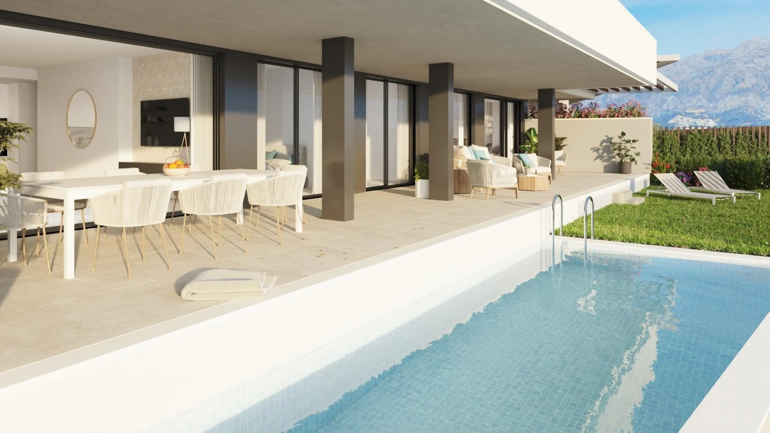 EXCLUSIVE URBANISATION WITH SEA VIEWS ON THE COSTA DEL SOL& & Development of 56 exclusive 3 and 4 bedroom homes with panoramic sea views, distributed in 7 blocks with only 2 homes per floor, which further increases their exclusivity. Fully equipped 