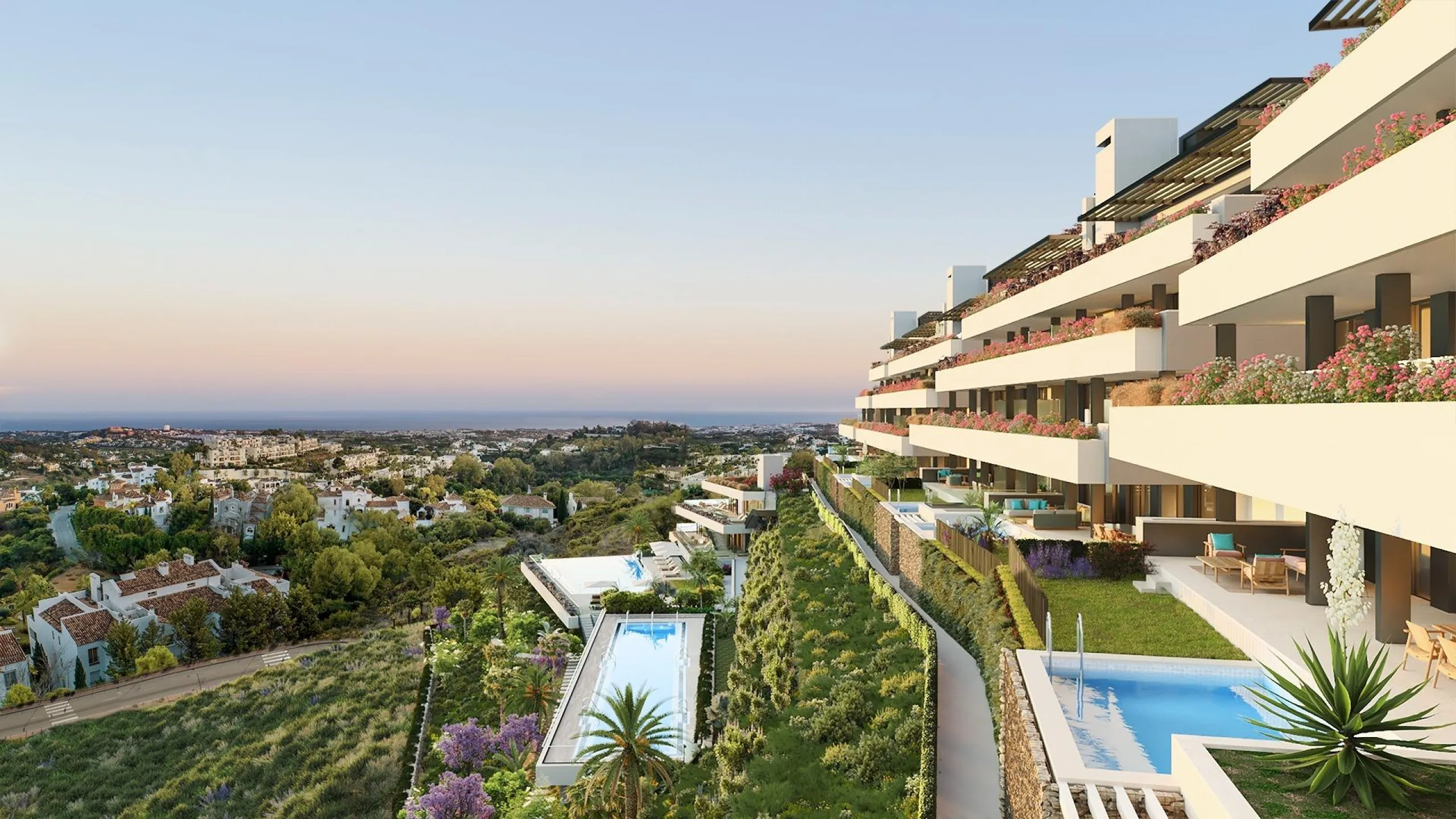 EXCLUSIVE URBANISATION WITH SEA VIEWS ON THE COSTA DEL SOL& & Development of 56 exclusive 3 and 4 bedroom homes with panoramic sea views, distributed in 7 blocks with only 2 homes per floor, which further increases their exclusivity. Fully equipped 