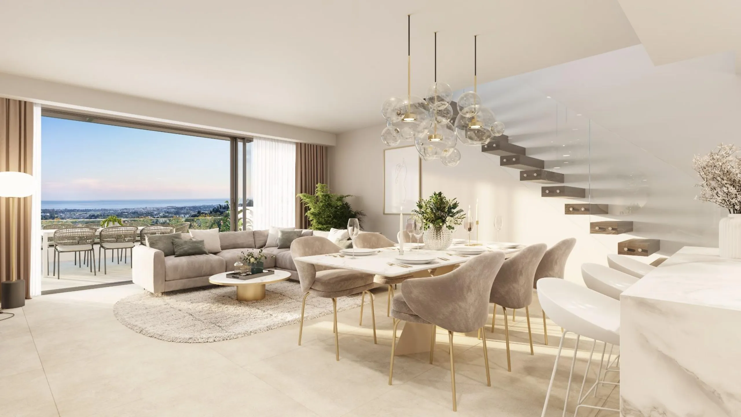EXCLUSIVE URBANISATION WITH SEA VIEWS ON THE COSTA DEL SOL& & Development of 56 exclusive 3 and 4 bedroom homes with panoramic sea views, distributed in 7 blocks with only 2 homes per floor, which further increases their exclusivity. Fully equipped 