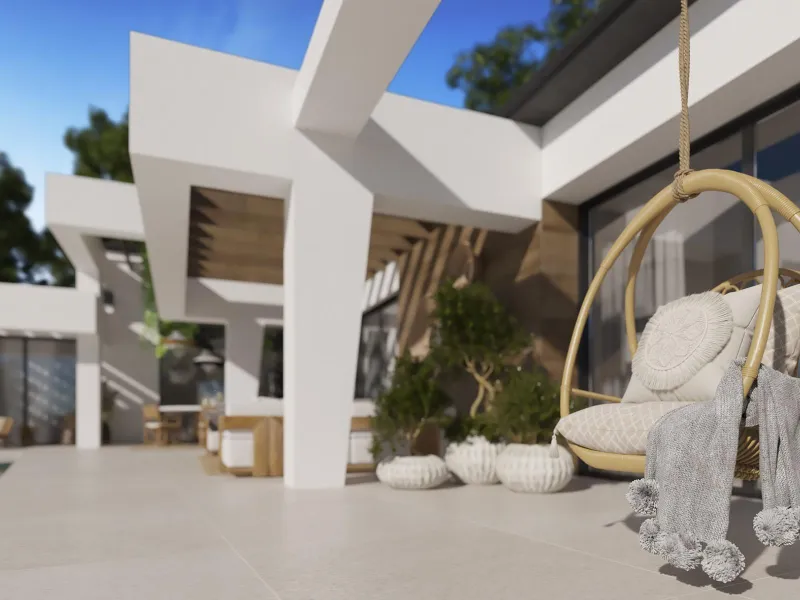 EXCLUSIVE LUXURY VILLA ON THE COSTA DEL SOL& & Three unique villas built on a single floor, each with its own landscaped garden and ecological vegetable garden of 36 m2. Spacious terraces, garden areas with lawns with automatic irrigation with diffu