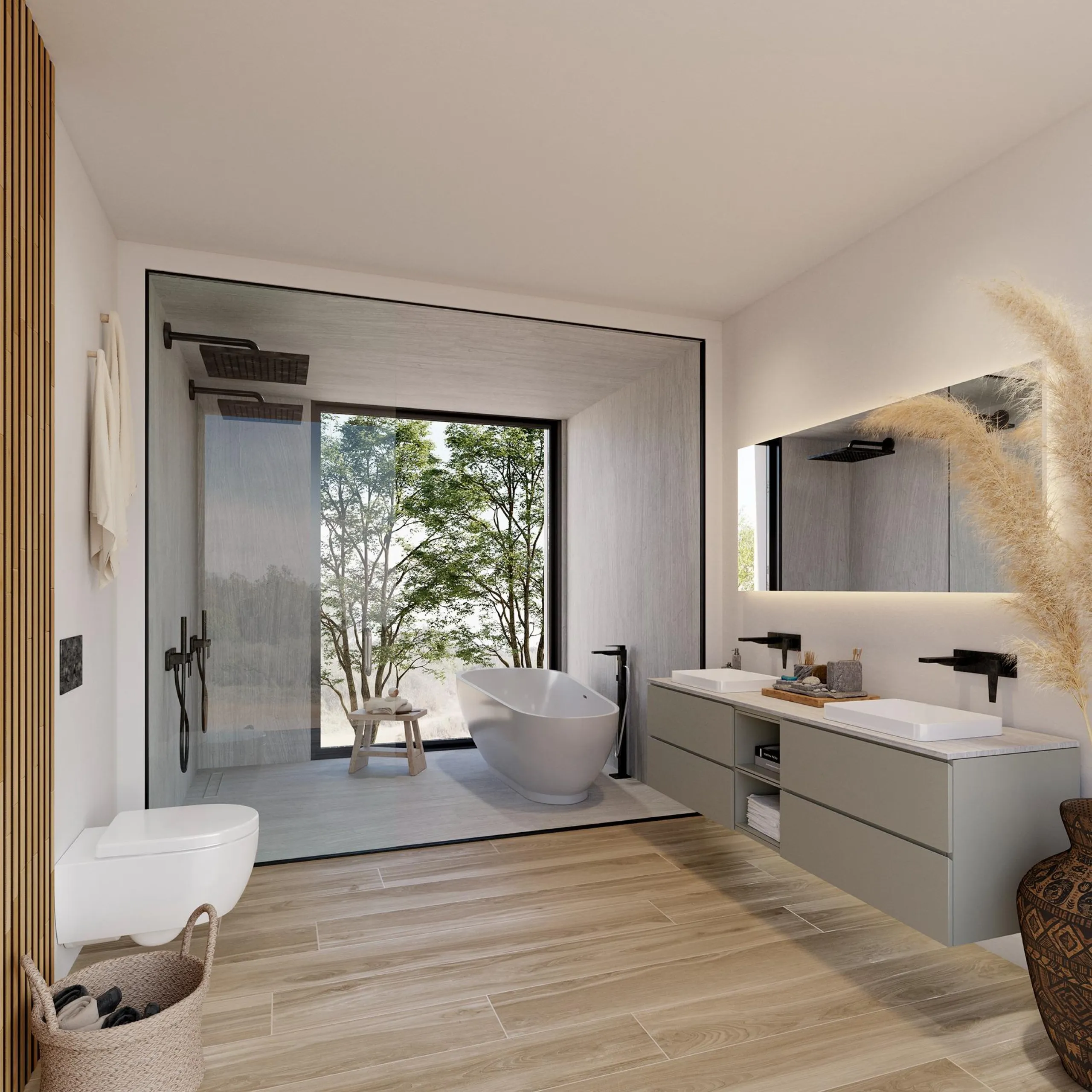 EXCLUSIVE LUXURY VILLA ON THE COSTA DEL SOL& & Three unique villas built on a single floor, each with its own landscaped garden and ecological vegetable garden of 36 m2. Spacious terraces, garden areas with lawns with automatic irrigation with diffu