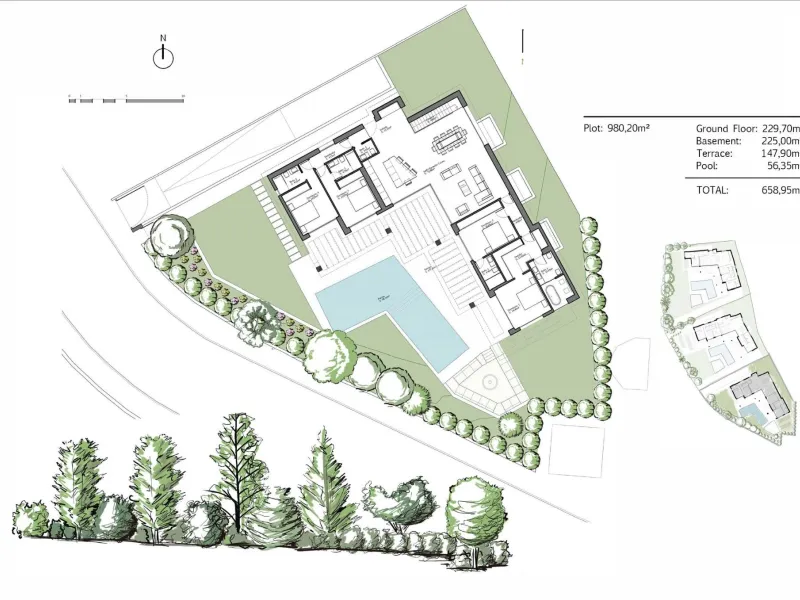 EXCLUSIVE LUXURY VILLA ON THE COSTA DEL SOL& & Three unique villas built on a single floor, each with its own landscaped garden and ecological vegetable garden of 36 m2. Spacious terraces, garden areas with lawns with automatic irrigation with diffu