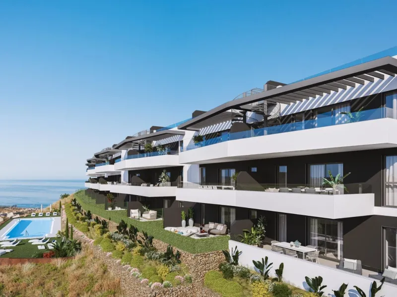 EXCLUSIVE HOMES WITH SEA VIEWS ON THE COSTA DEL SOL& & Exclusive 2 and 3 bedroom homes, including ground floor apartments with private garden and penthouses with panoramic solarium, from where you can enjoy privileged views of the sea and the bay. A