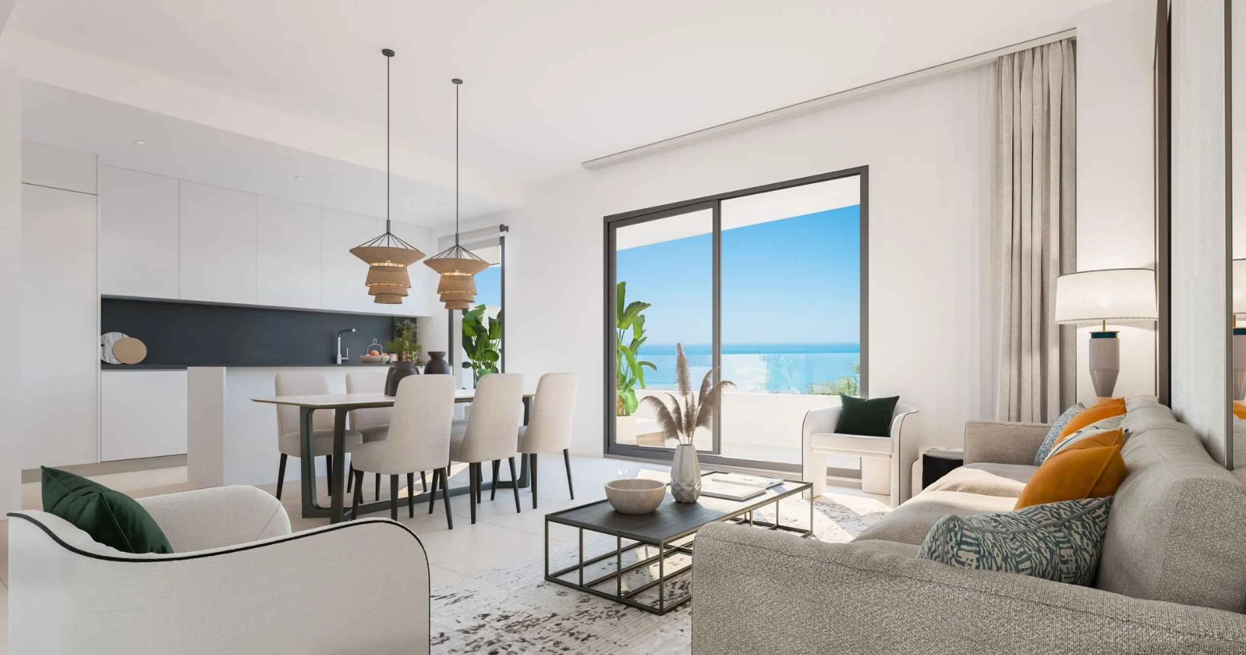 EXCLUSIVE HOMES WITH SEA VIEWS ON THE COSTA DEL SOL& & Exclusive 2 and 3 bedroom homes, including ground floor apartments with private garden and penthouses with panoramic solarium, from where you can enjoy privileged views of the sea and the bay. A