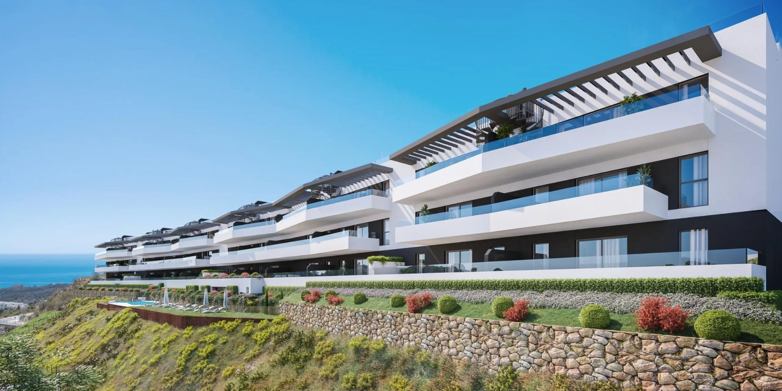EXCLUSIVE HOMES WITH SEA VIEWS ON THE COSTA DEL SOL& & Exclusive 2 and 3 bedroom homes, including ground floor apartments with private garden and penthouses with panoramic solarium, from where you can enjoy privileged views of the sea and the bay. A