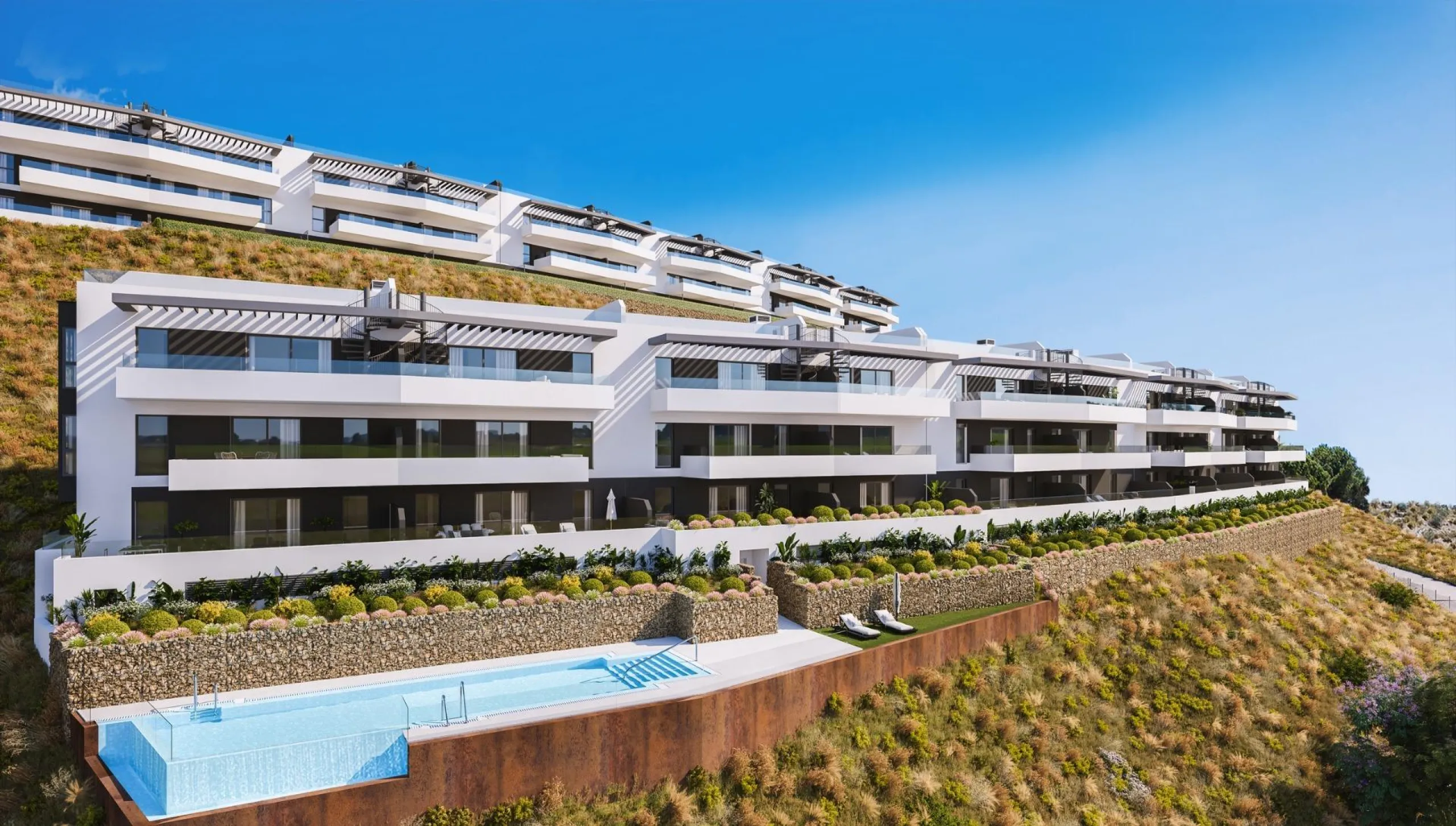 EXCLUSIVE HOMES WITH SEA VIEWS ON THE COSTA DEL SOL& & Exclusive 2 and 3 bedroom homes, including ground floor apartments with private garden and penthouses with panoramic solarium, from where you can enjoy privileged views of the sea and the bay. A