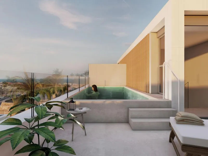 SEMI-DETACHED VILLAS WITH SEA AND GOLF COURSE VIEWS& & Project of 10 semi-detached villas, with stunning views of the sea, the golf course and the mountains. Each villa has 4 bedrooms, as well as a room that can be used as an office or laundry room.