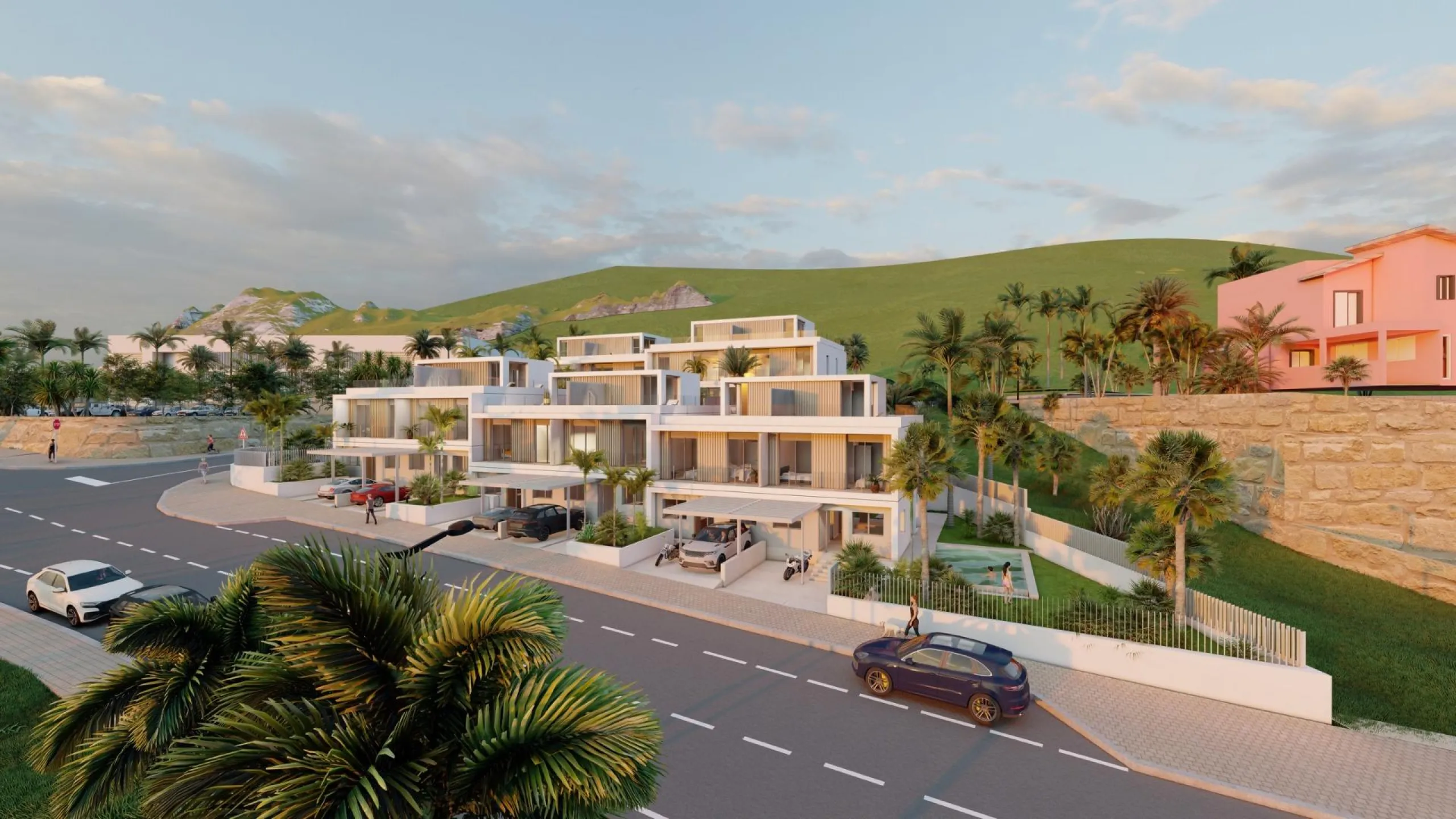 SEMI-DETACHED VILLAS WITH SEA AND GOLF COURSE VIEWS& & Project of 10 semi-detached villas, with stunning views of the sea, the golf course and the mountains. Each villa has 4 bedrooms, as well as a room that can be used as an office or laundry room.