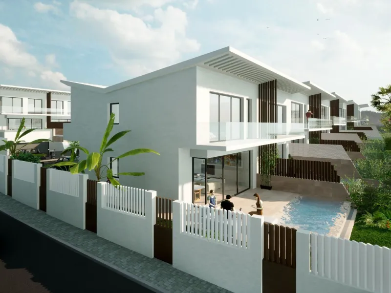 EXCLUSIVE VILLA COMPLEX BETWEEN FUENGIROLA AND MARBELLA& & Exclusive gated complex of only 16 semi-detached, semi-detached and detached villas in contemporary style. Designed with a Mediterranean spirit, due to their proximity to the sea and the Gol