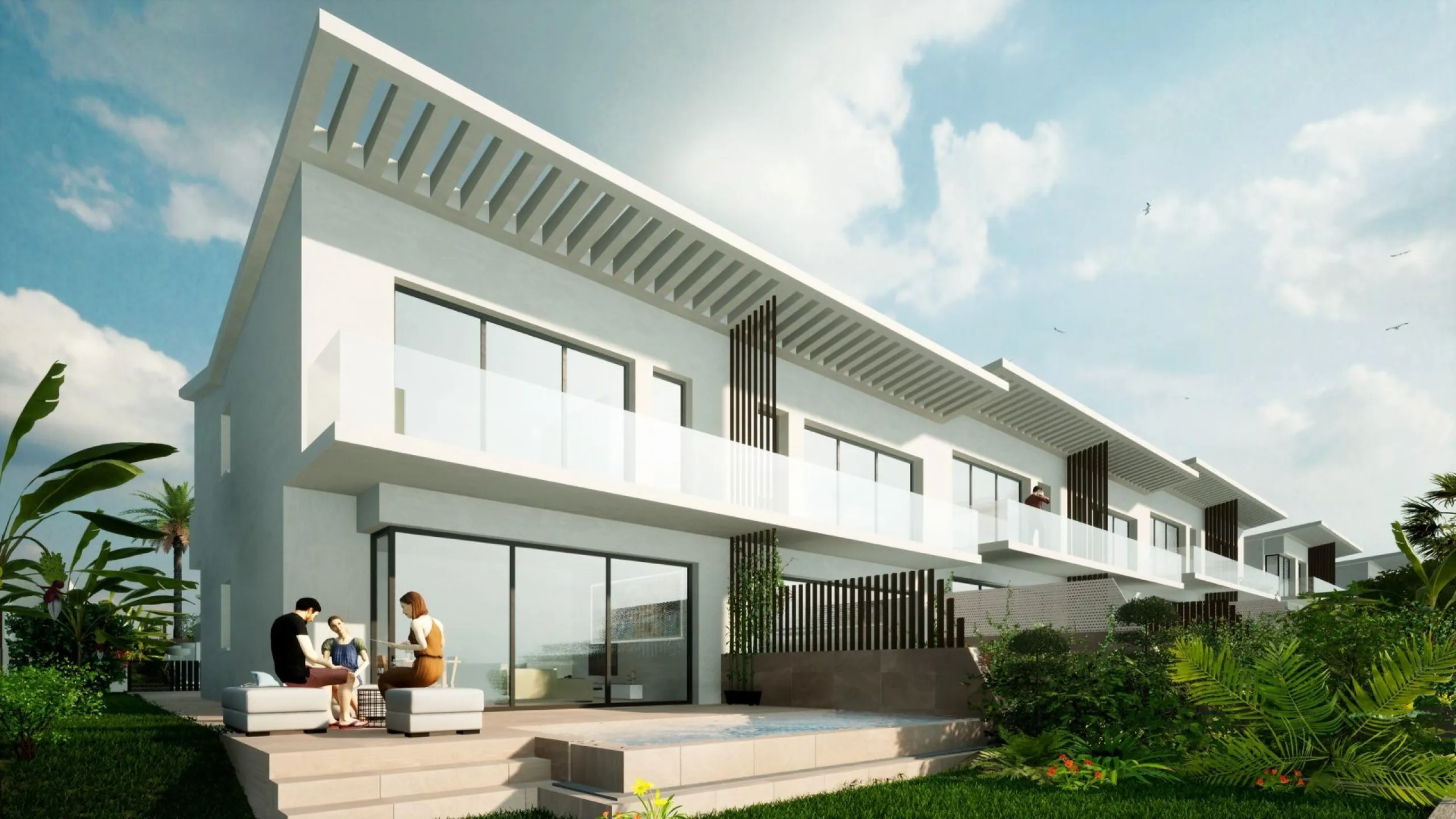 EXCLUSIVE VILLA COMPLEX BETWEEN FUENGIROLA AND MARBELLA& & Exclusive gated complex of only 16 semi-detached, semi-detached and detached villas in contemporary style. Designed with a Mediterranean spirit, due to their proximity to the sea and the Gol