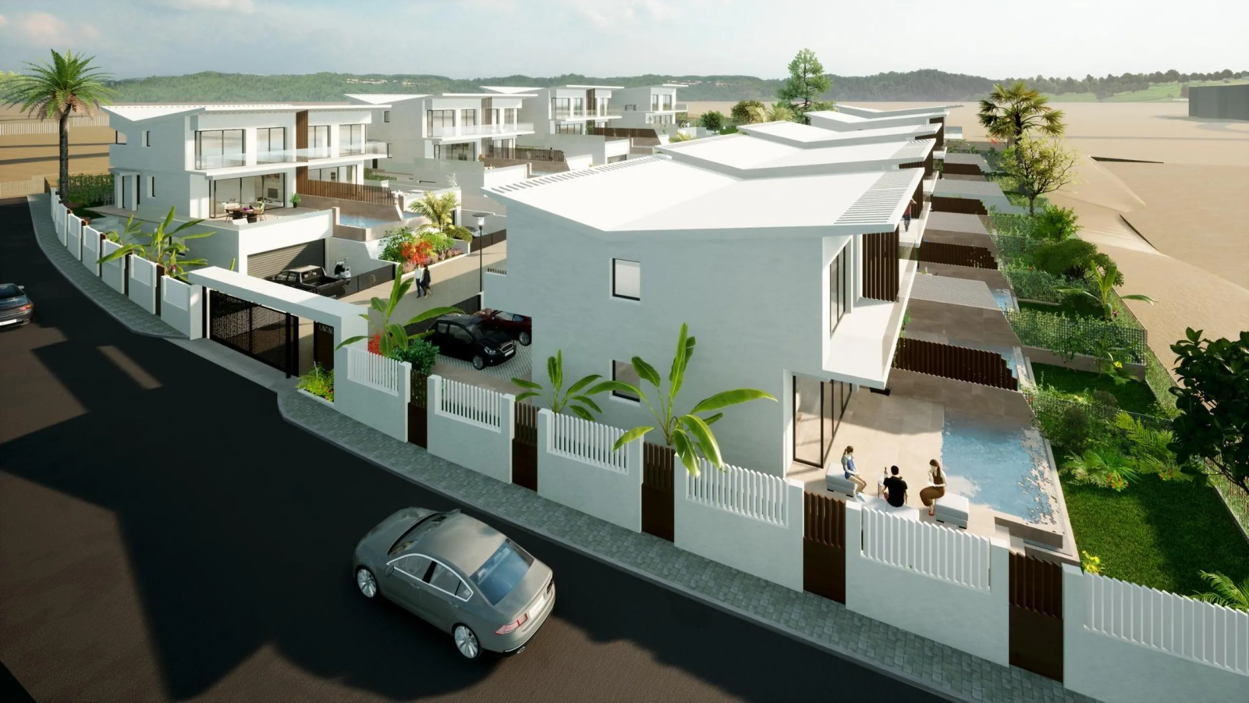 EXCLUSIVE VILLA COMPLEX BETWEEN FUENGIROLA AND MARBELLA& & Exclusive gated complex of only 16 semi-detached, semi-detached and detached villas in contemporary style. Designed with a Mediterranean spirit, due to their proximity to the sea and the Gol