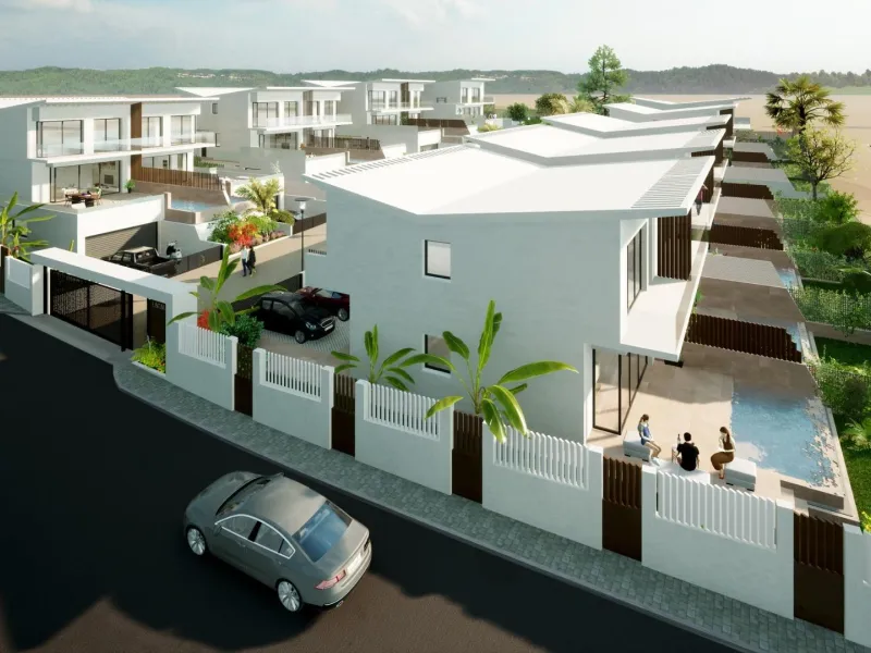 EXCLUSIVE VILLA COMPLEX BETWEEN FUENGIROLA AND MARBELLA& & Exclusive gated complex of only 16 semi-detached, semi-detached and detached villas in contemporary style. Designed with a Mediterranean spirit, due to their proximity to the sea and the Gol