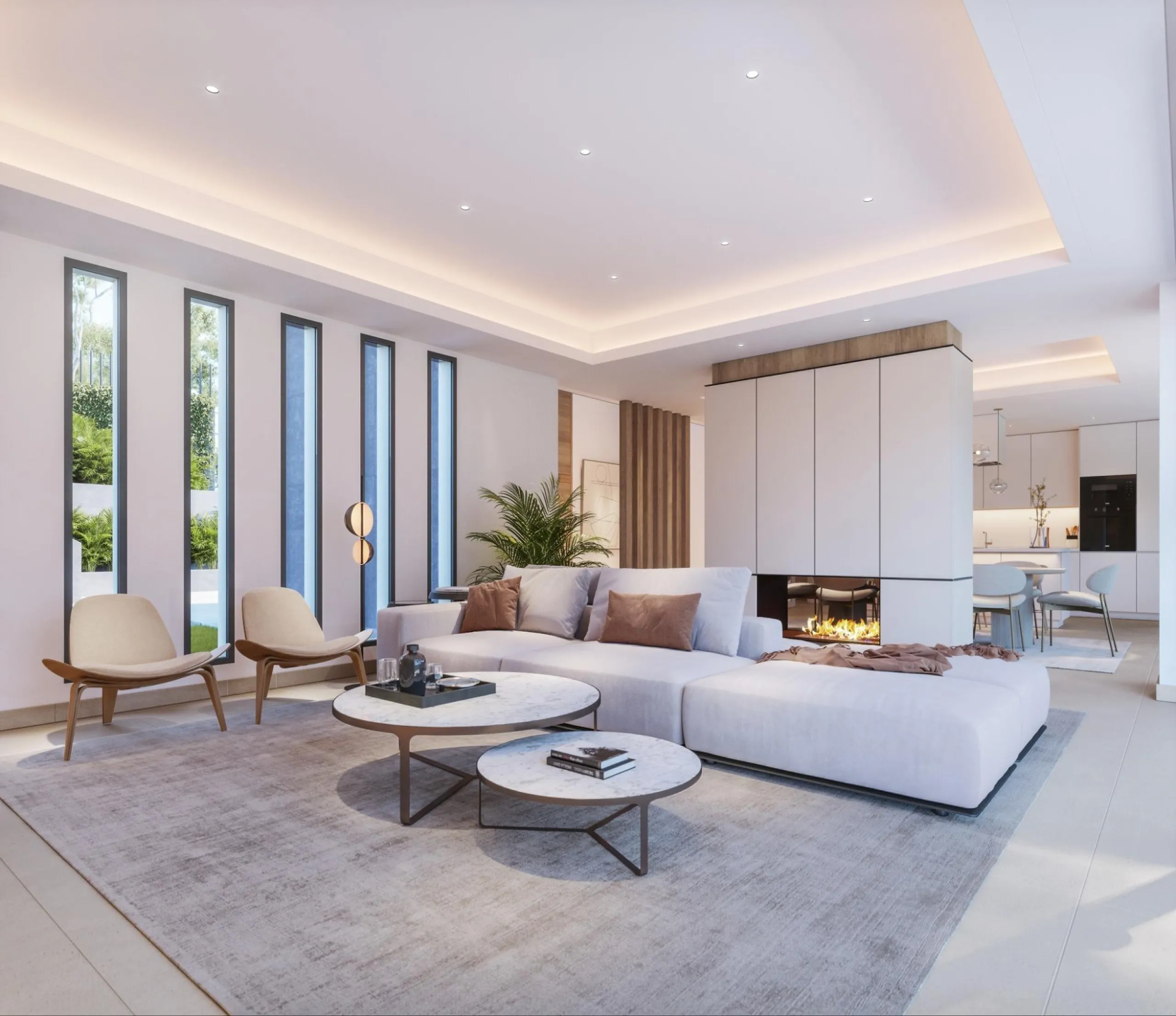 EXCLUSIVE COMPLEX WITH THE BEST GOLF AND SEA VIEWS IN MIJAS& & New luxury project of only 13 magnificent villas, each with 4 en-suite bedrooms. Three of the bedrooms are located on the upper floor, while the fourth is located next to the living room