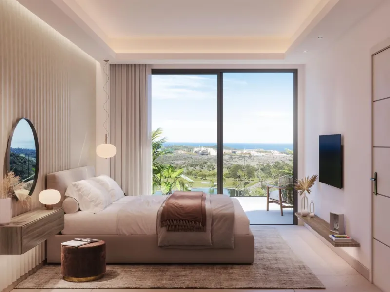 EXCLUSIVE COMPLEX WITH THE BEST GOLF AND SEA VIEWS IN MIJAS& & New luxury project of only 13 magnificent villas, each with 4 en-suite bedrooms. Three of the bedrooms are located on the upper floor, while the fourth is located next to the living room