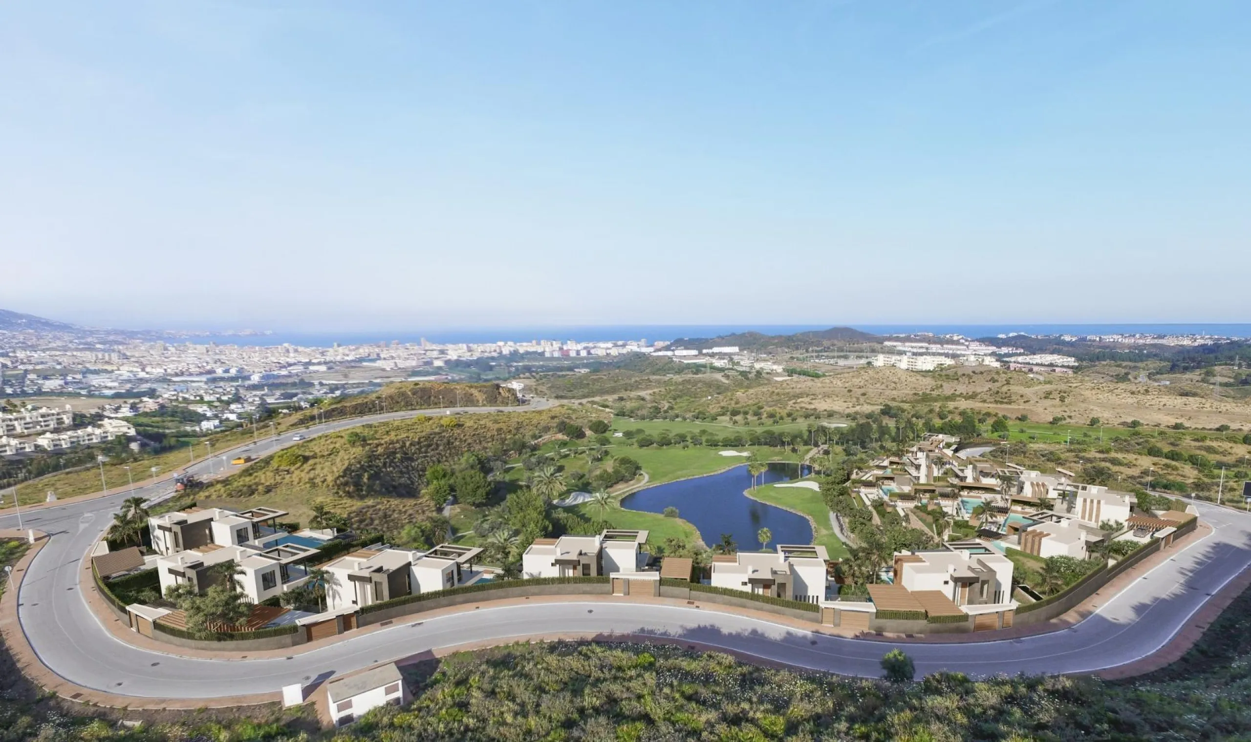 EXCLUSIVE COMPLEX WITH THE BEST GOLF AND SEA VIEWS IN MIJAS& & New luxury project of only 13 magnificent villas, each with 4 en-suite bedrooms. Three of the bedrooms are located on the upper floor, while the fourth is located next to the living room