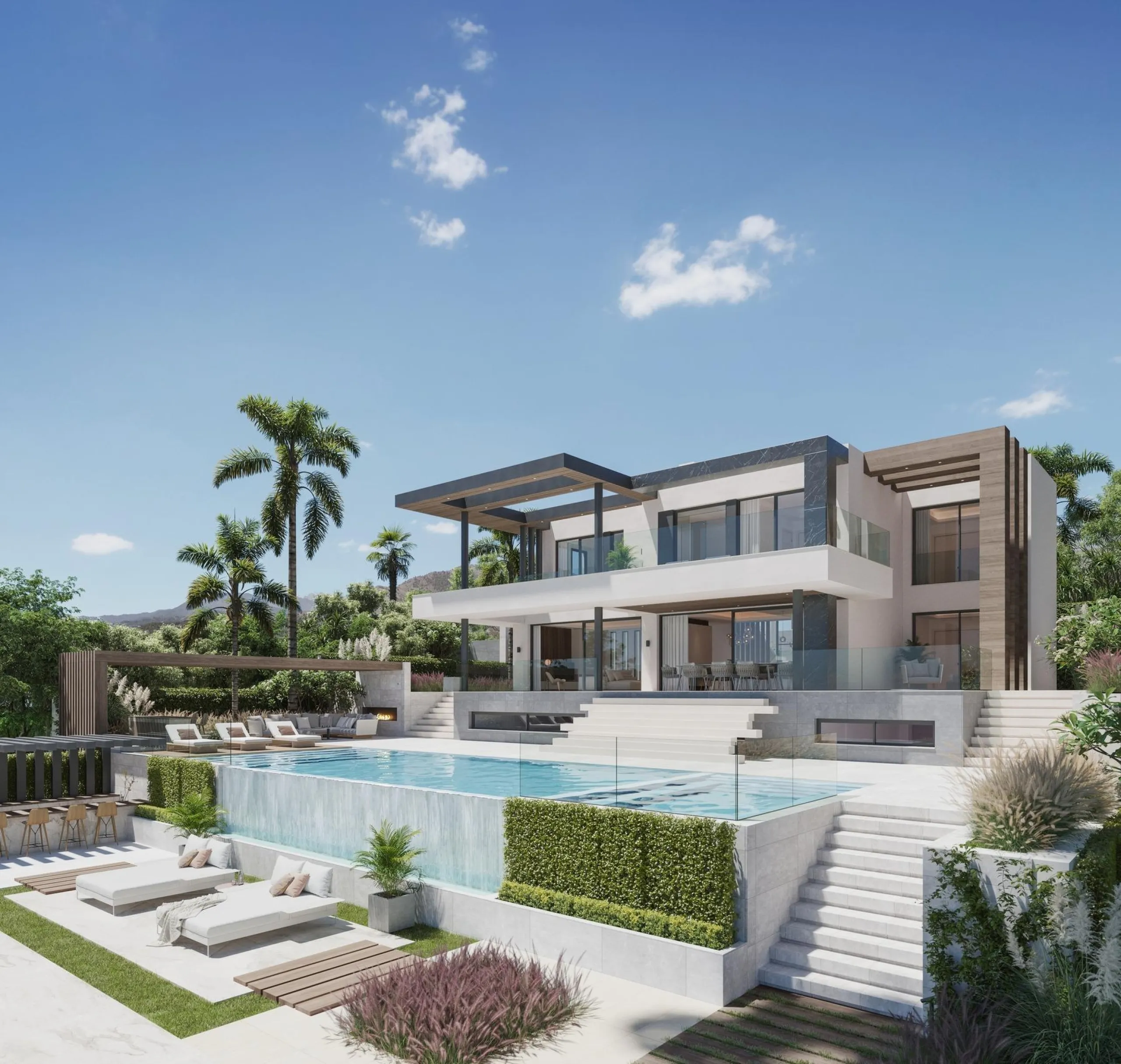 EXKLUSIVT KOMPLEX MED DE BÄSTA GOLF- OCH HAVSUTSIKTERNA I MIJAS& & Nytt lyxprojekt med endast 13 magnifika villor, var och en med 4 sovrum med eget badrum. Tre av sovrummen ligger på övervåningen, medan det fjärde ligger bredvid vardagsrummet. En st