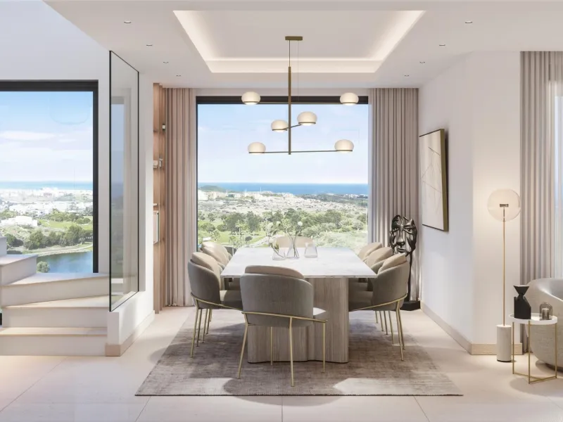 EXKLUSIVT KOMPLEX MED DE BÄSTA GOLF- OCH HAVSUTSIKTERNA I MIJAS& & Nytt lyxprojekt med endast 13 magnifika villor, var och en med 4 sovrum med eget badrum. Tre av sovrummen ligger på övervåningen, medan det fjärde ligger bredvid vardagsrummet. En st