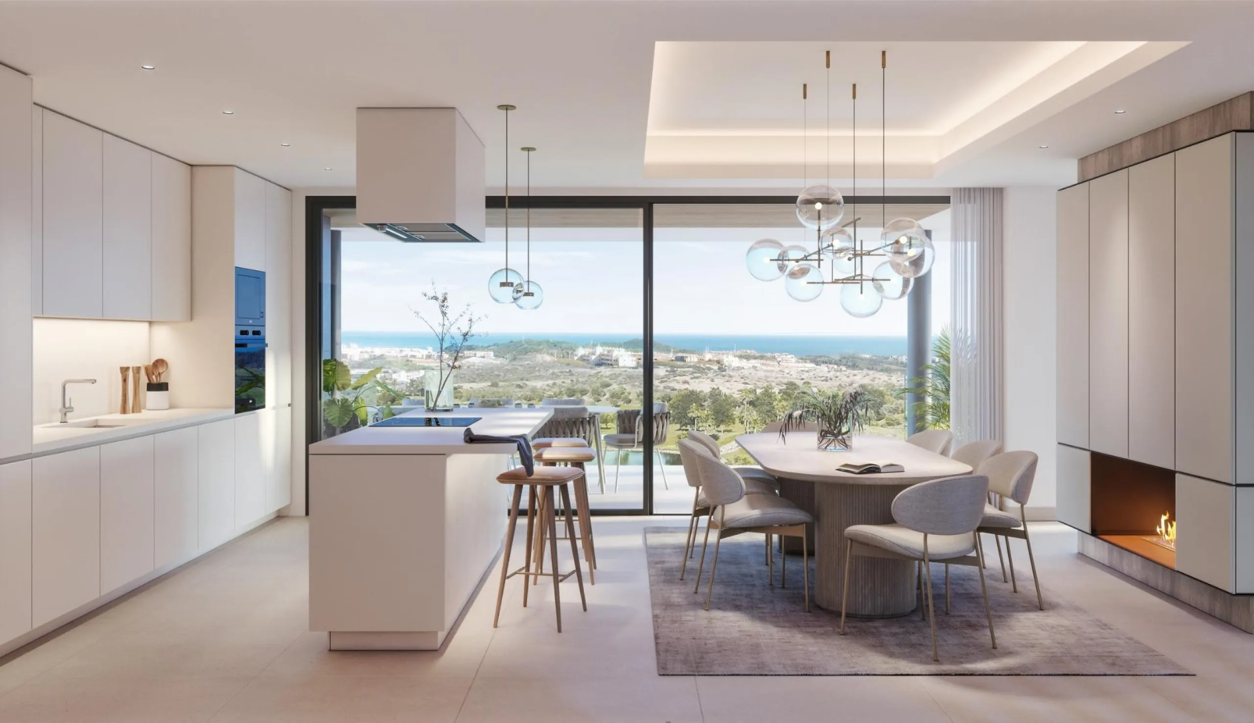 EXKLUSIVT KOMPLEX MED DE BÄSTA GOLF- OCH HAVSUTSIKTERNA I MIJAS& & Nytt lyxprojekt med endast 13 magnifika villor, var och en med 4 sovrum med eget badrum. Tre av sovrummen ligger på övervåningen, medan det fjärde ligger bredvid vardagsrummet. En st