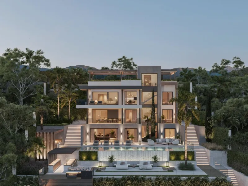 EXKLUSIVT KOMPLEX MED DE BÄSTA GOLF- OCH HAVSUTSIKTERNA I MIJAS& & Nytt lyxprojekt med endast 13 magnifika villor, var och en med 4 sovrum med eget badrum. Tre av sovrummen ligger på övervåningen, medan det fjärde ligger bredvid vardagsrummet. En st