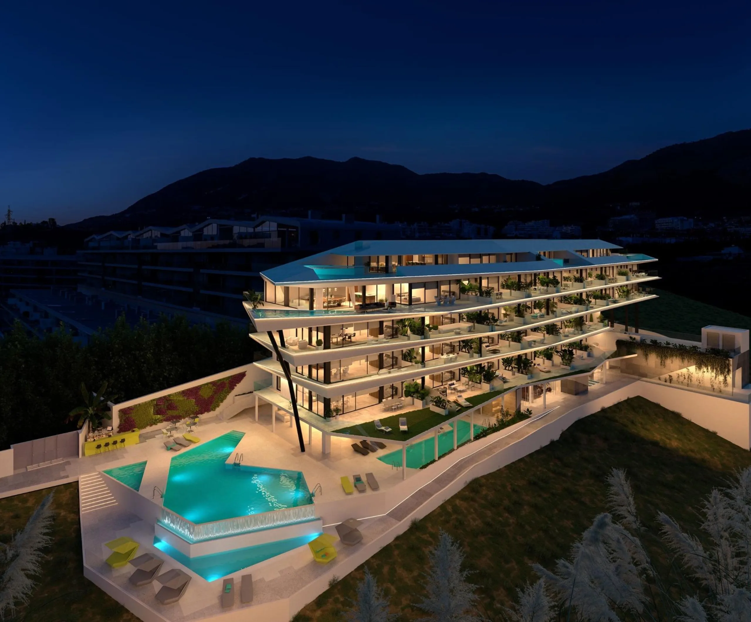 LUXURY RESIDENTIAL COMPLEX WITH SEA VIEWS IN EL HIGUERÓN & & Residential complex of 157 homes distributed in 4 buildings. The first two face east, with the properties arranged in such a way that some do not interfere with the views of the others, wh
