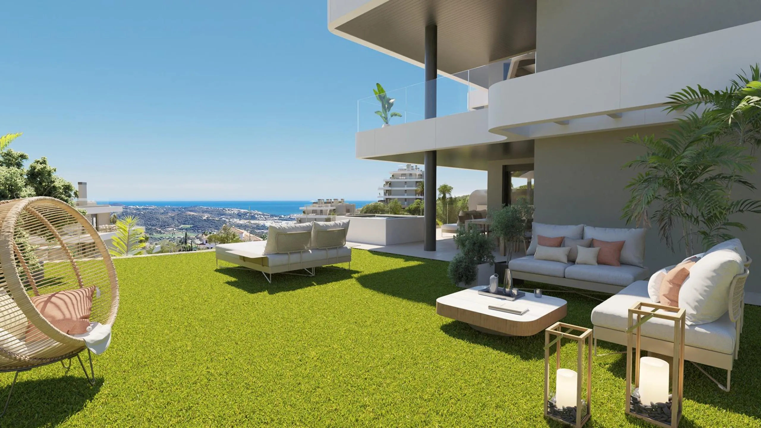 NEW BUILD RESIDENTIAL COMPLEX IN CALANOVA GOLF, MIJAS& & This luxury apartment complex offers a lifestyle that dreams are made of – a sumptuous residence featuring huge terraces with unbeatable views, a top-class golf course less than three minutes’