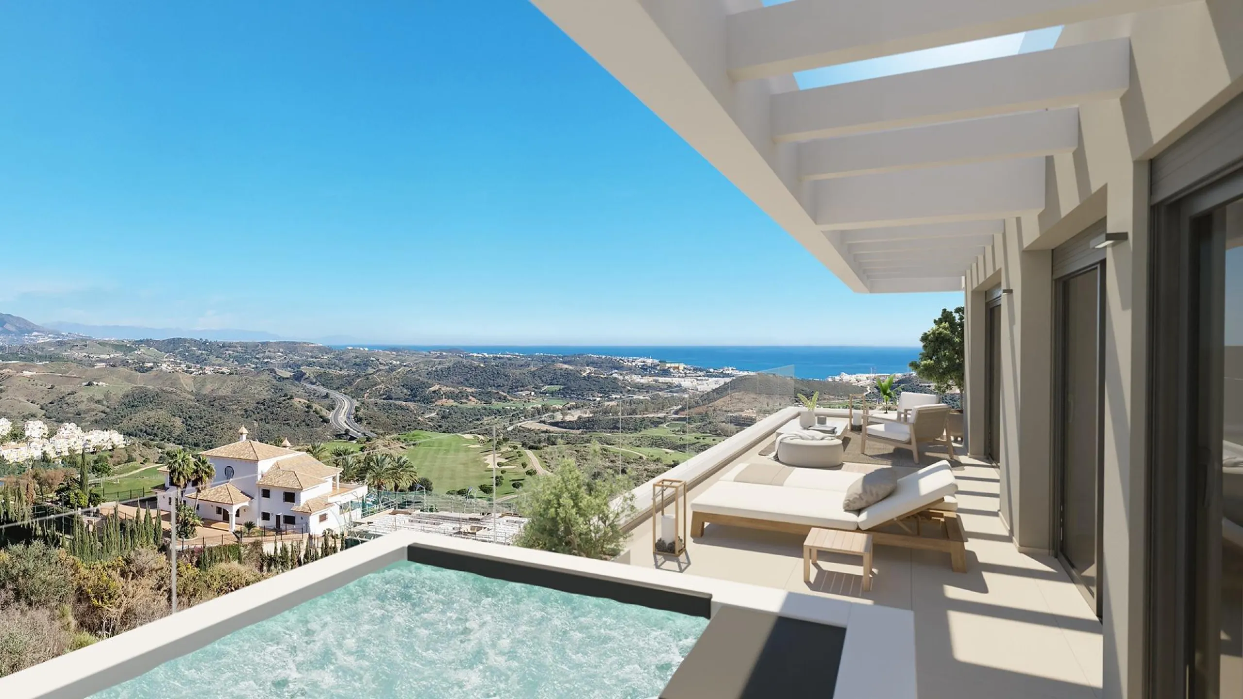 NEW BUILD RESIDENTIAL COMPLEX IN CALANOVA GOLF, MIJAS& & This luxury apartment complex offers a lifestyle that dreams are made of – a sumptuous residence featuring huge terraces with unbeatable views, a top-class golf course less than three minutes’