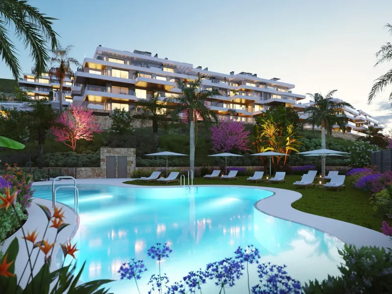 NEW BUILD RESIDENTIAL COMPLEX IN CALANOVA GOLF, MIJAS& & This luxury apartment complex offers a lifestyle that dreams are made of – a sumptuous residence featuring huge terraces with unbeatable views, a top-class golf course less than three minutes’