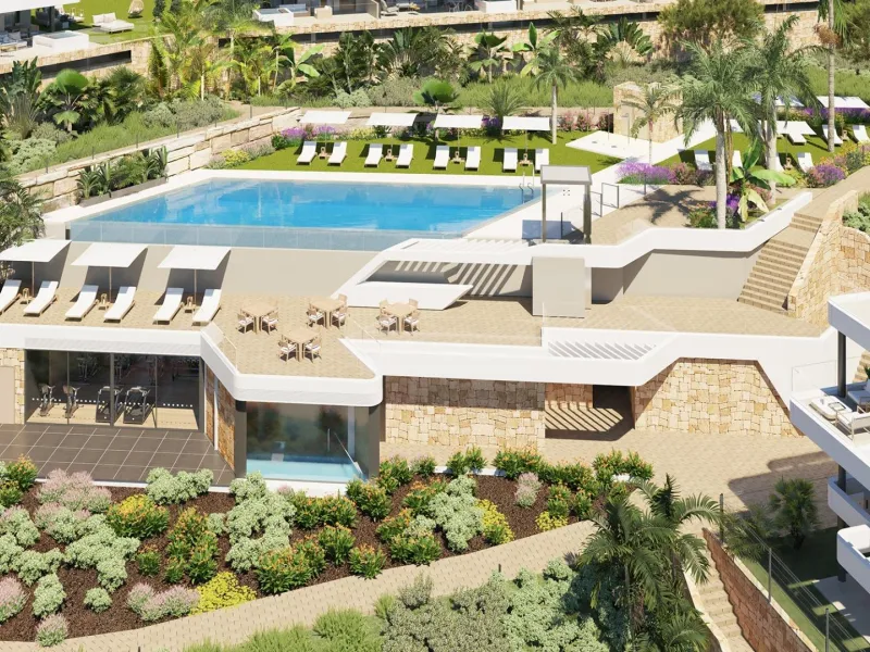 NEW BUILD RESIDENTIAL COMPLEX IN CALANOVA GOLF, MIJAS& & This luxury apartment complex offers a lifestyle that dreams are made of – a sumptuous residence featuring huge terraces with unbeatable views, a top-class golf course less than three minutes’