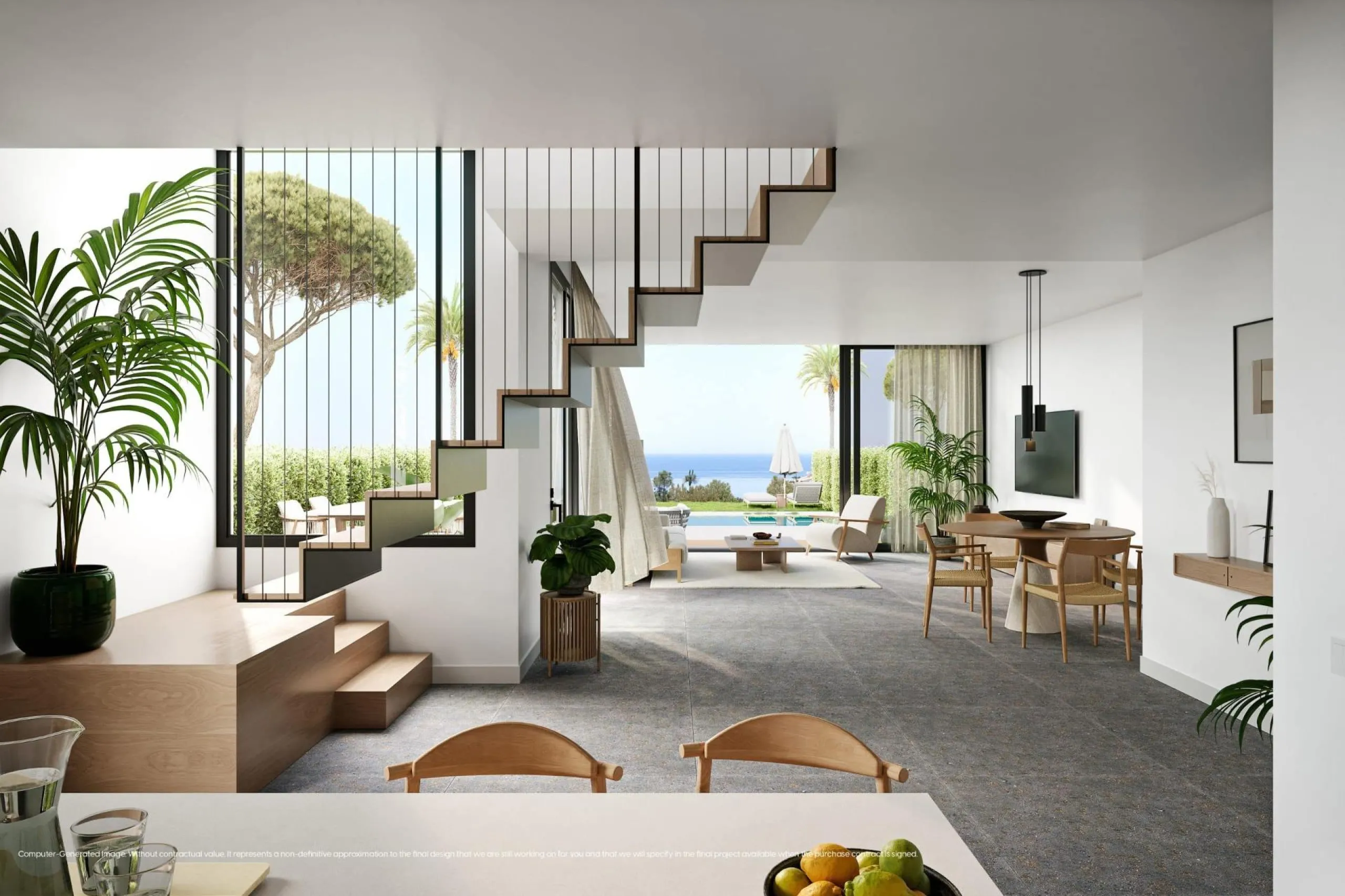 NEW BUILD VILLAS WITH SEA VIEWS IN LA CALA DE MIJAS& & Starting from the traditional silhouette of a house, the primordial pentagon, the design team has evolved these geometric lines to create a symbiosis with the existing vegetation, establishing a