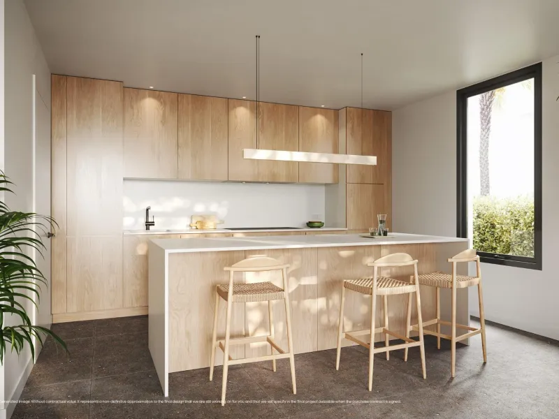 NEW BUILD VILLAS WITH SEA VIEWS IN LA CALA DE MIJAS& & Starting from the traditional silhouette of a house, the primordial pentagon, the design team has evolved these geometric lines to create a symbiosis with the existing vegetation, establishing a