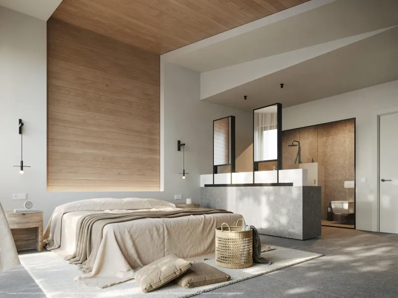NEW BUILD VILLAS WITH SEA VIEWS IN LA CALA DE MIJAS& & Starting from the traditional silhouette of a house, the primordial pentagon, the design team has evolved these geometric lines to create a symbiosis with the existing vegetation, establishing a