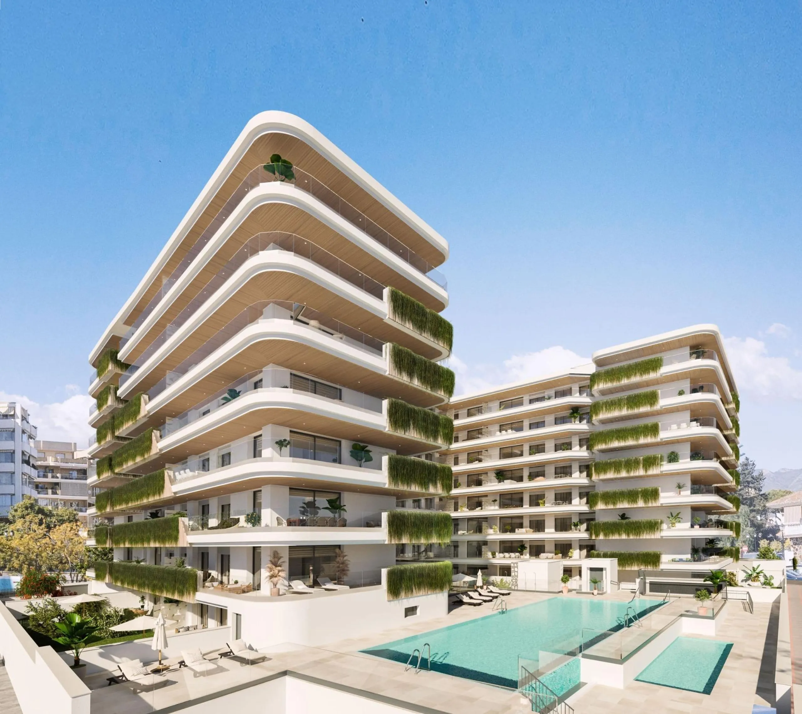 NEW BUILD RESIDENTIAL COMPLEX IN FUENGIROLA& & New build development, just a few metres from the beach, in the most exclusive area of Fuengirola city centre.& & Reidential complex is an exclusive development of 116 new build apartments in the 