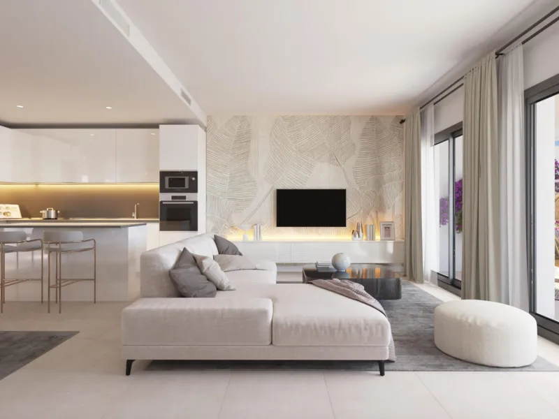NEW BUILD RESIDENTIAL COMPLEX NEAR ESTEPONA& & New Build an exclusive development of apartments and townhouses located in the privileged setting of Estepona's Golden Mile.& & Modern properties with 2 and 3 bedrooms enjoy spacious southwest fac