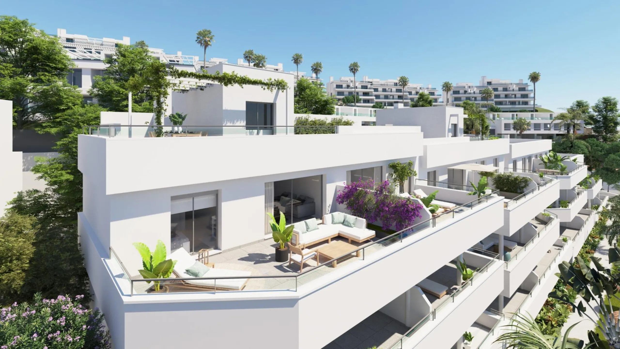 NEW BUILD RESIDENTIAL COMPLEX NEAR ESTEPONA& & New Build an exclusive development of apartments and townhouses located in the privileged setting of Estepona's Golden Mile.& & Modern properties with 2 and 3 bedrooms enjoy spacious southwest fac