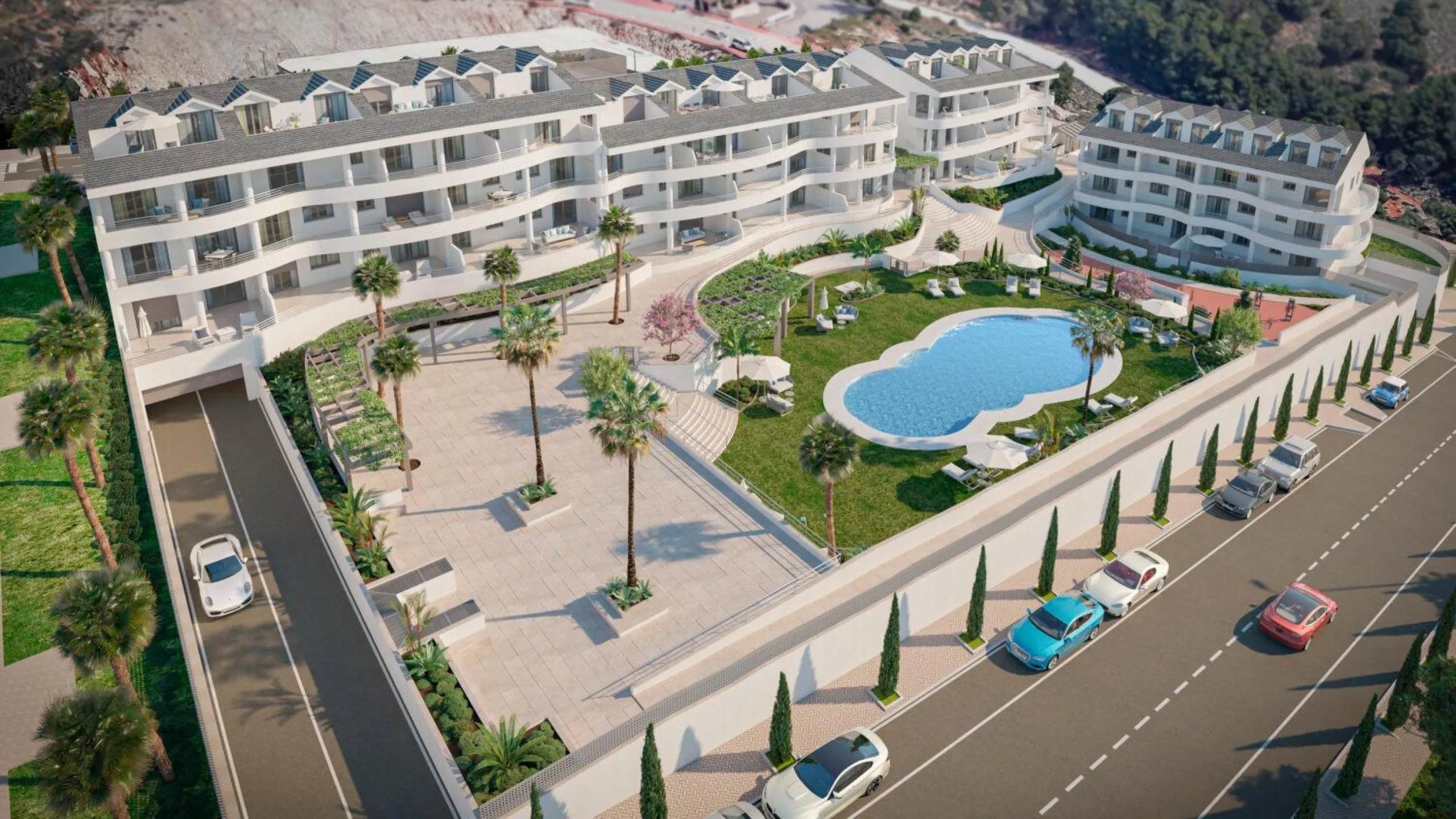 NEW BUILD RESIDENTIAL COMPLEX WITH SEA VIEW IN BENALMADENA& & New Build residential complex of apartments and penthouses in Benalmadena.& Beautiful apartments with 3 and 4 bedrooms, open plan fully equipped kitchen and living area, large terraces