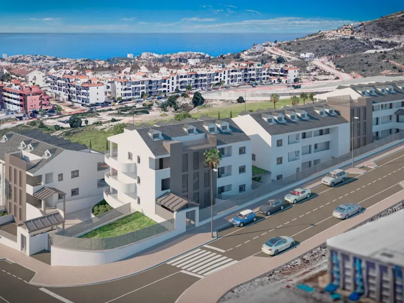 NEW BUILD RESIDENTIAL COMPLEX WITH SEA VIEW IN BENALMADENA& & New Build residential complex of apartments and penthouses in Benalmadena.& Beautiful apartments with 3 and 4 bedrooms, open plan fully equipped kitchen and living area, large terraces