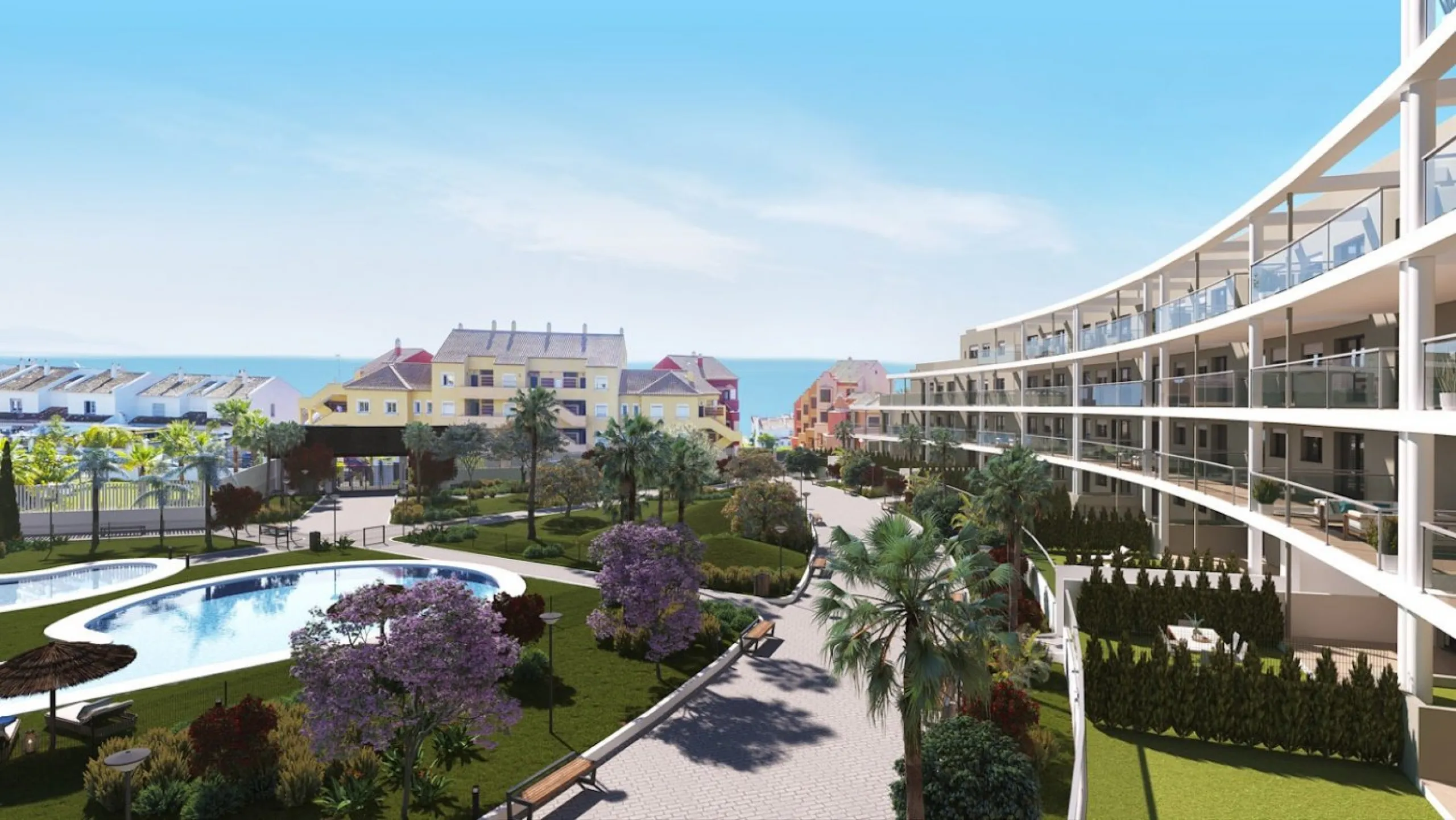 NEW BUILD RESIDENTIAL COMPLEX OF APARTMENTS IN MANILVA& & New Build residential complex located in Manilva where you will be surrounded by what really matters: nature, the sea and your loved ones, thanks to the tranquillity of living away from an el