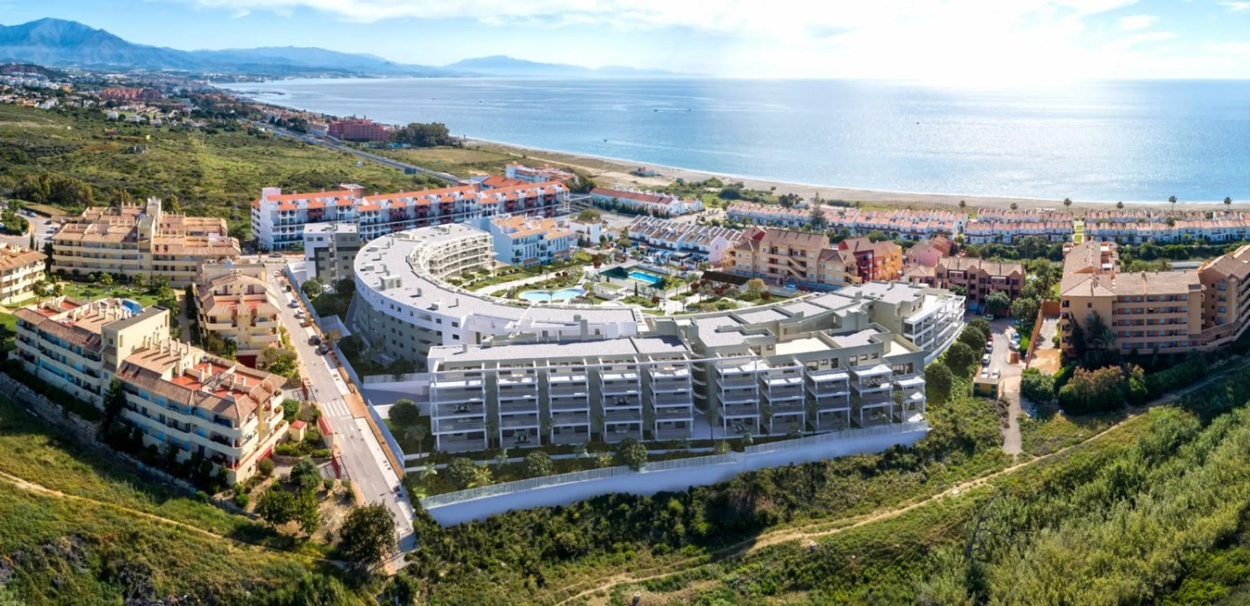 NEW BUILD RESIDENTIAL COMPLEX OF APARTMENTS IN MANILVA& & New Build residential complex located in Manilva where you will be surrounded by what really matters: nature, the sea and your loved ones, thanks to the tranquillity of living away from an el