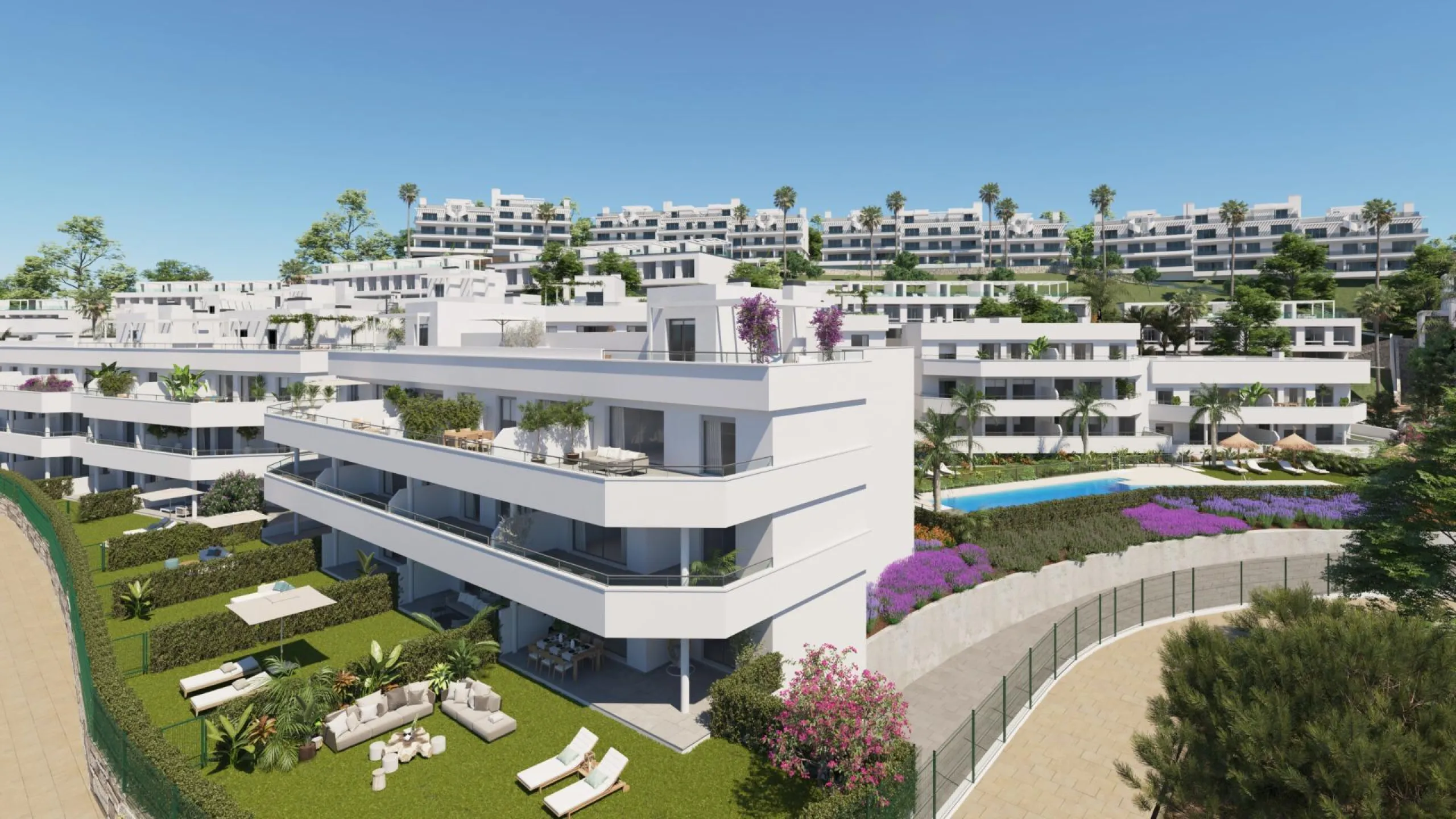 NEW BUILD RESIDENTIAL COMPLEX NEAR ESTEPONA& & New Build an exclusive development of apartments and townhouses located in the privileged setting of Estepona's Golden Mile.& & Modern properties with 2 and 3 bedrooms enjoy spacious southwest fac